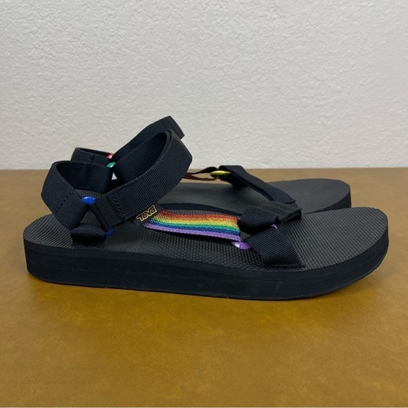 Teva Mid Universal Pride Platform Black/Rainbow‎ Sandal Size 14 Men